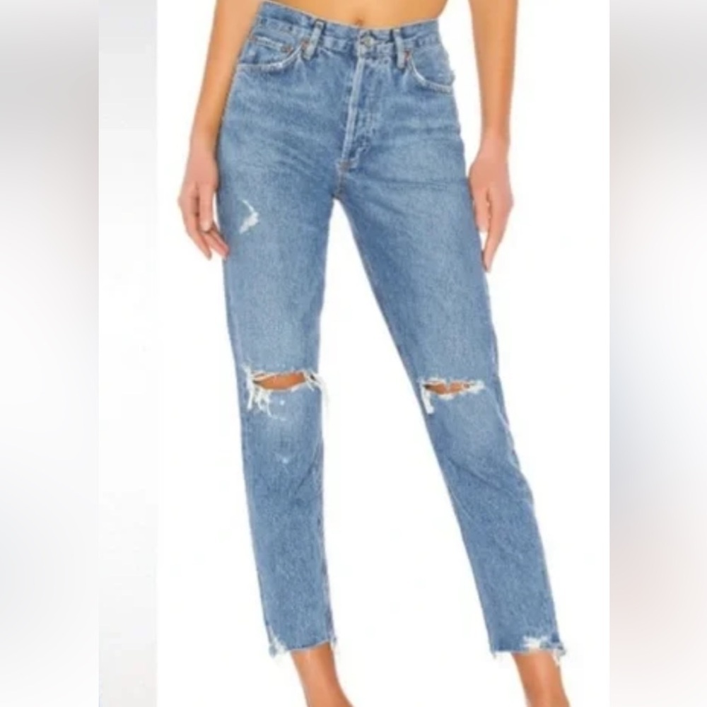 Agolde Women's Jamie High Rise Distressed  Straight Denim